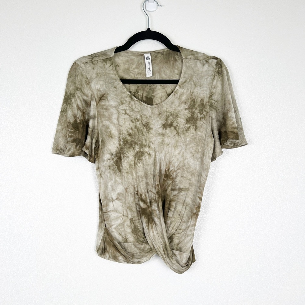 American Rag‎ Womens Twist Front Tie Dye Tee Shirt Green S